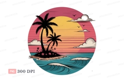 Tropical island sunset ocean wave image Product Image 1