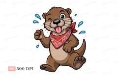 Brown otter winking wearing red bandana image Product Image 1