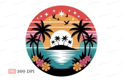 Tropical sunset island paradise ocean palm Product Image 1