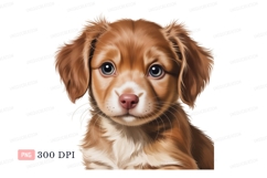 Adorable fluffy brown puppy with blue eyes canine Product Image 1