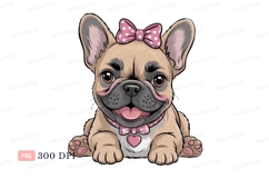 French bulldog puppy pink bow canine Product Image 1
