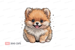 Fluffy Pomeranian Puppy Blue Eyes orange white Product Image 1