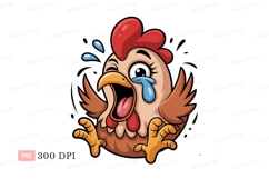 Crying chicken cartoon character tears mouth Product Image 1