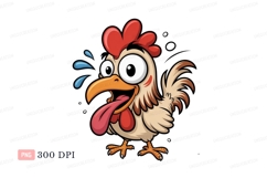 Crazy chicken with tongue out cartoon funny Product Image 1