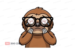 Sad sloth wearing glasses crying tears Product Image 1