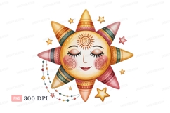 Celestial sun face with star accents stars yellow Product Image 1