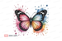 Colorful butterfly watercolor splash pink orange Product Image 1