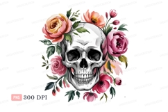 Skull flowers roses pink Product Image 1