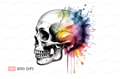 Colorful skull splash art watercolor Product Image 1