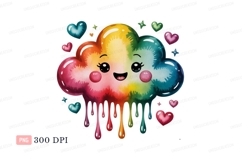 Happy rainbow cloud dripping hearts image Product Image 1
