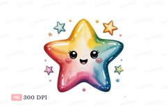 Kawaii rainbow star with happy face image Product Image 1