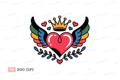 Red heart with wings and crown yellow Product Image 1