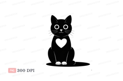 Sitting cat with heart silhouette animal Product Image 1
