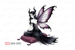 Dark fairy winged creature sitting on cushion gothic Product Image 1