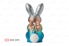 Glittery bunny with bow and fluffy tail sequins rhinestones Product Image 1