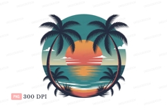 Tropical sunset ocean view palm trees image Product Image 1