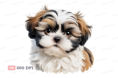 Fluffy Shih Tzu Puppy Portrait ShihTzu brown Product Image 1