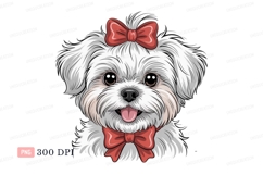 Fluffy white dog with red bows image Product Image 1