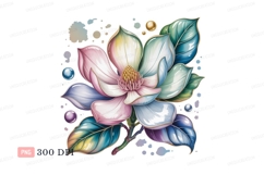 Pastel Magnolia Flower With Golden Accents pink blue Product Image 1