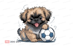 Fluffy puppy with soccer ball cute Product Image 1