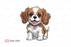 Happy brown white dog with heart pendant puppy canine Product Image 1
