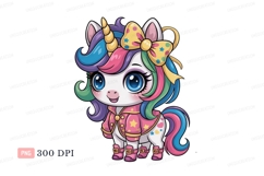 Cute unicorn with colorful mane and bow image Product Image 1