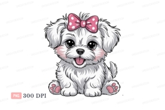 Fluffy white puppy with pink bow image Product Image 1