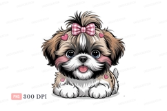 Adorable fluffy puppy with pink bow cute Product Image 1