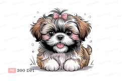 Fluffy puppy with pink bow cute Product Image 1