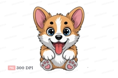 Happy corgi puppy with blue eyes cartoon cute Product Image 1