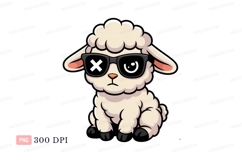 Cool sheep wearing sunglasses animal cartoon Product Image 1