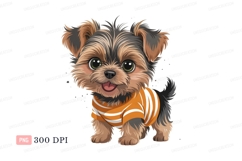 Adorable Yorkshire Terrier wearing striped shirt puppy Product Image 1