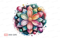 Colorful bloom with spheres flower petals Product Image 1