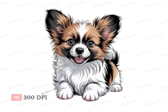 Fluffy papillon puppy blue eyes canine Product Image 1