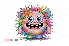 Polka dot monster with flower cartoon cute Product Image 1