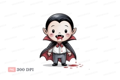 Cute vampire boy with blood cartoon halloween Product Image 1