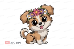 Adorable puppy wearing flower crown canine floral Product Image 1