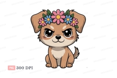 Cute puppy wearing flower crown canine animal Product Image 1