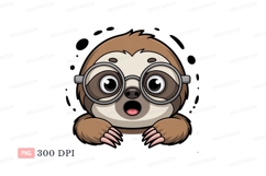 Surprised sloth wearing glasses animal cartoon Product Image 1