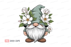 Gnome adorned with white blossoms flower green Product Image 1