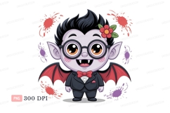 Cute vampire character with flower halloween spooky Product Image 1