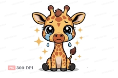 Sad crying baby giraffe with stars image Product Image 1