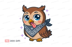 Cute owl bandana stars cartoon Product Image 1