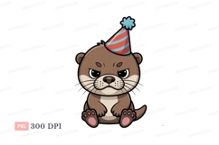 Otter wearing birthday hat animal party Product Image 1