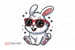 White rabbit wearing red sunglasses stars Product Image 1