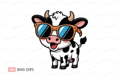 Cartoon cow wearing sunglasses orange blue Product Image 1
