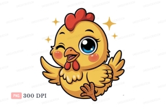 Cute yellow chick winking with blue eyes orange Product Image 1