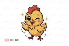Cute yellow chick winking blue orange Product Image 1