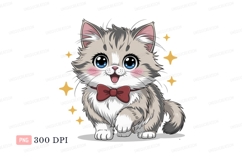 Fluffy kitten with bow tie and stars image Product Image 1