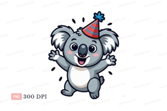 Happy koala wearing party hat animal cartoon Product Image 1